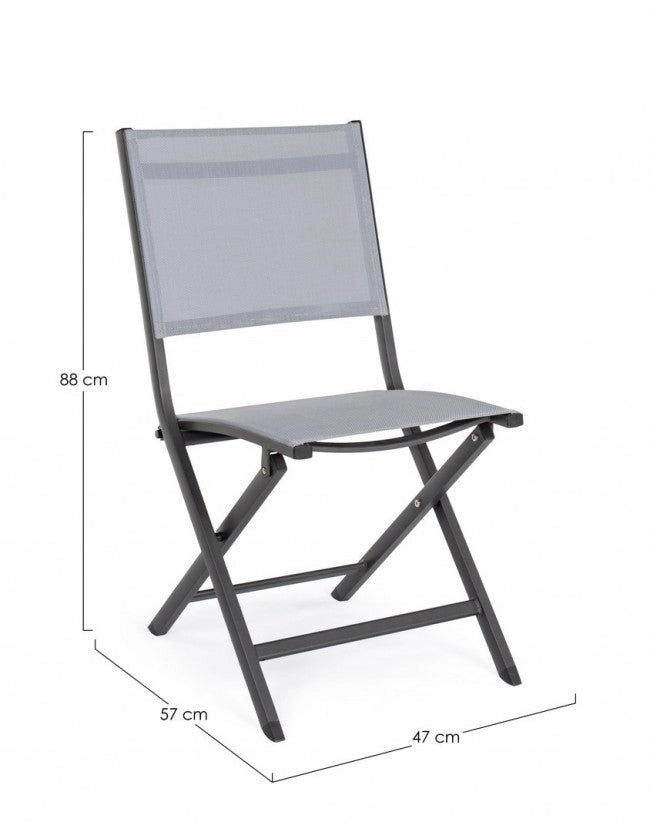 Set 4 Sedie Pieghevole da Giardino 47x57x88h cm Elin Antracite