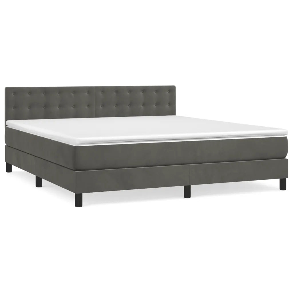 Giroletto a Molle con Materasso Grigio Scuro 180x200 cm Velluto 3141558