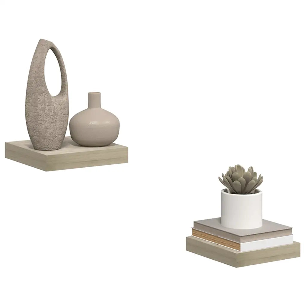 Scaffali a Parete 2 pz Rovere 23x23,5x3,8 cm in MDF 323866