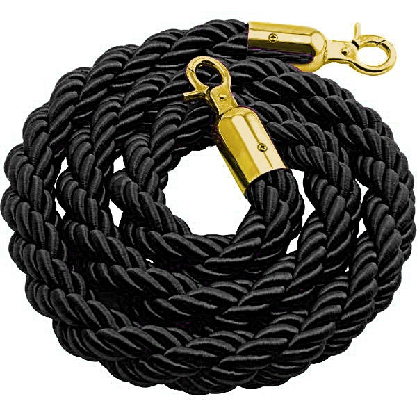 Cordone intrecciato 3mt con moschettoni gold Nero