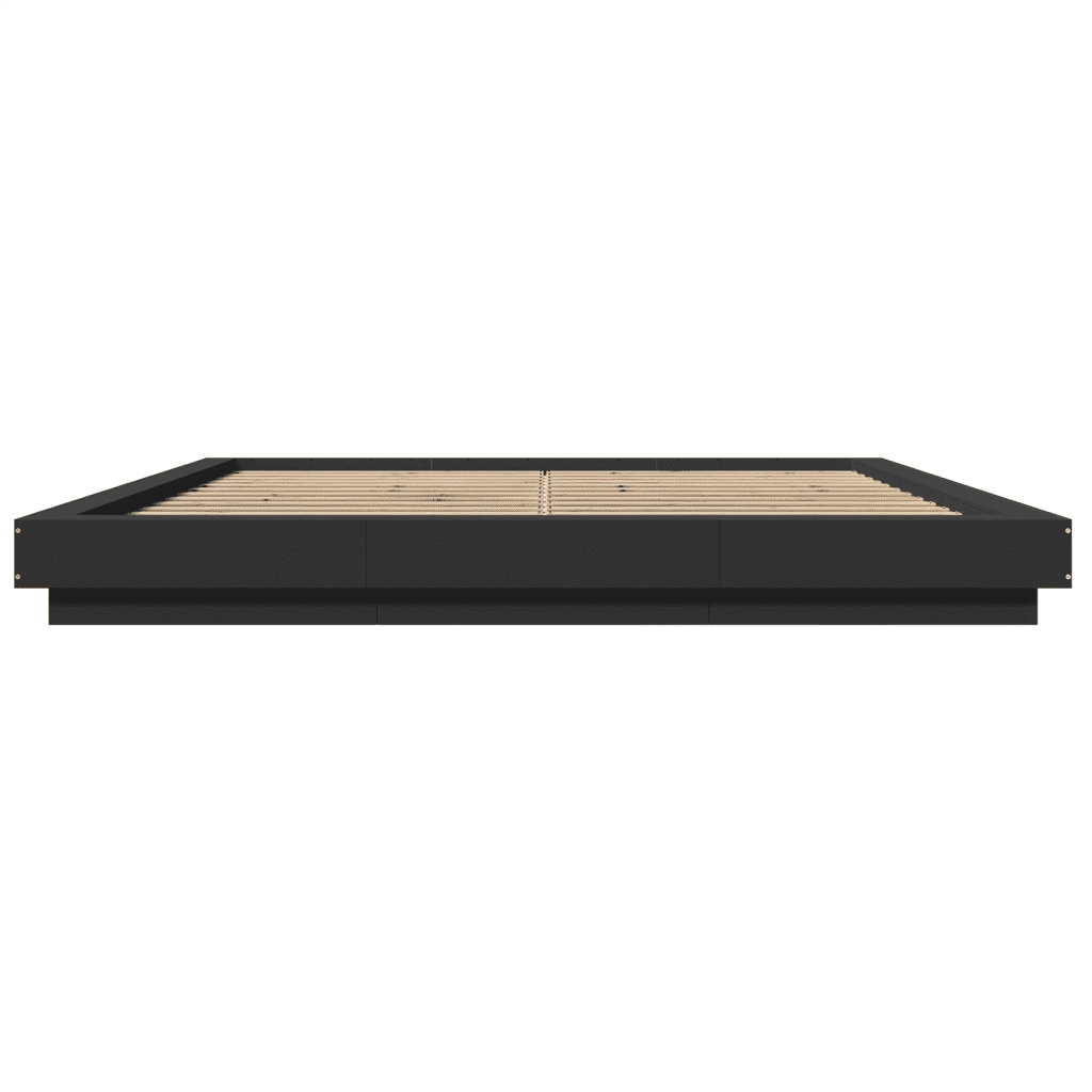 Letto matrimoniale | Letto per adulti | Giroletto con Luci LED Nero 180x200 cm in Legno Multistrato