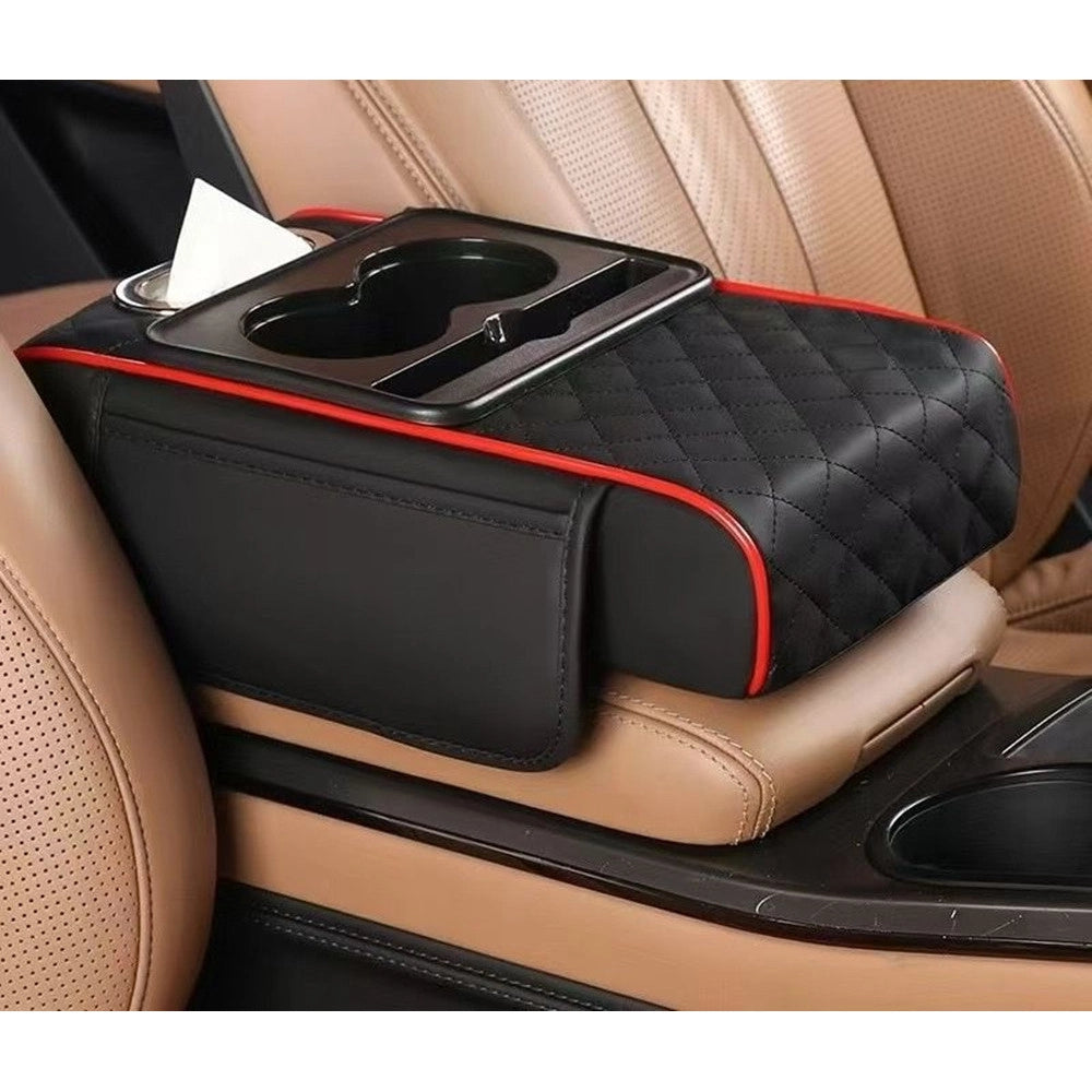 Trade Shop - Cuscino Auto Antiscivolo Imbottitura Impermeabile Copri Bracciolo Con Tasca Portaoggetti -