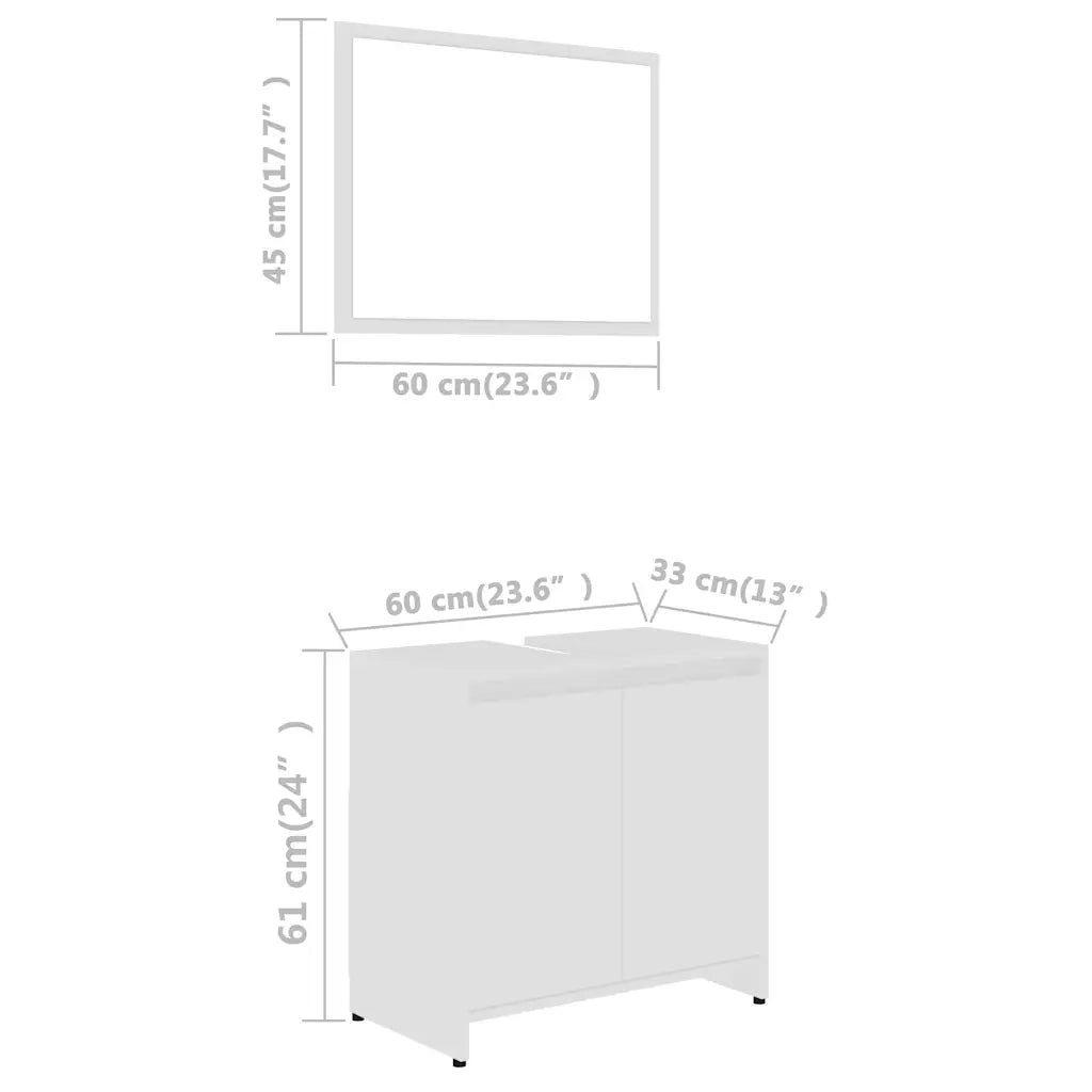 Set Mobili da Bagno Bianco in Legno Multistrato 802651