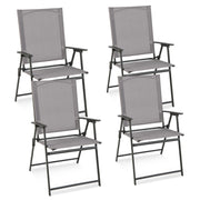 Set di sedie pieghevoli con schienale alto in tessuto resistente alle intemperie, Sedie da esterno Grigio 4 Pezzi-Sedie da esterno