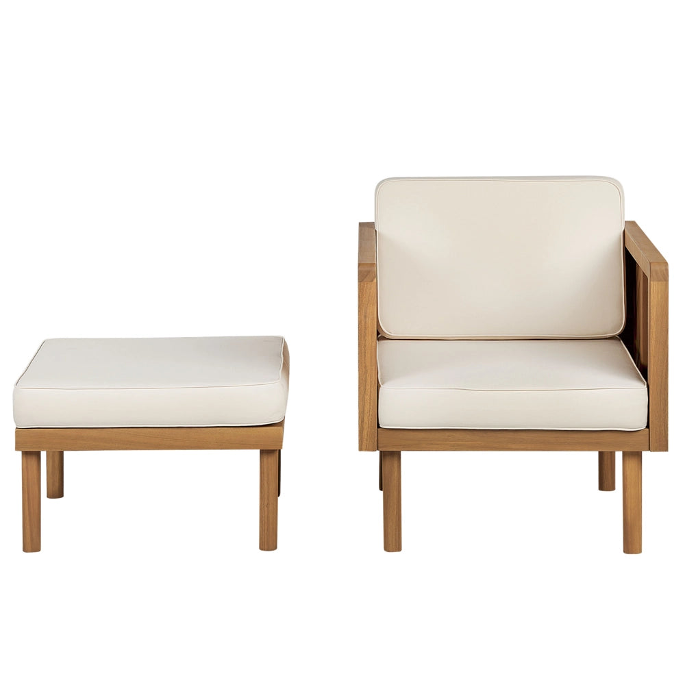 Set divani da giardino in legno di acacia cuscini beige chiaro 4 posti design moderno set conversazione per esterni