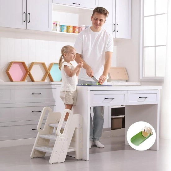 Kruk per bambino pieghevole a 2/3 trampoli in altezza regolabile con braccioli antiscivolo (grigio)