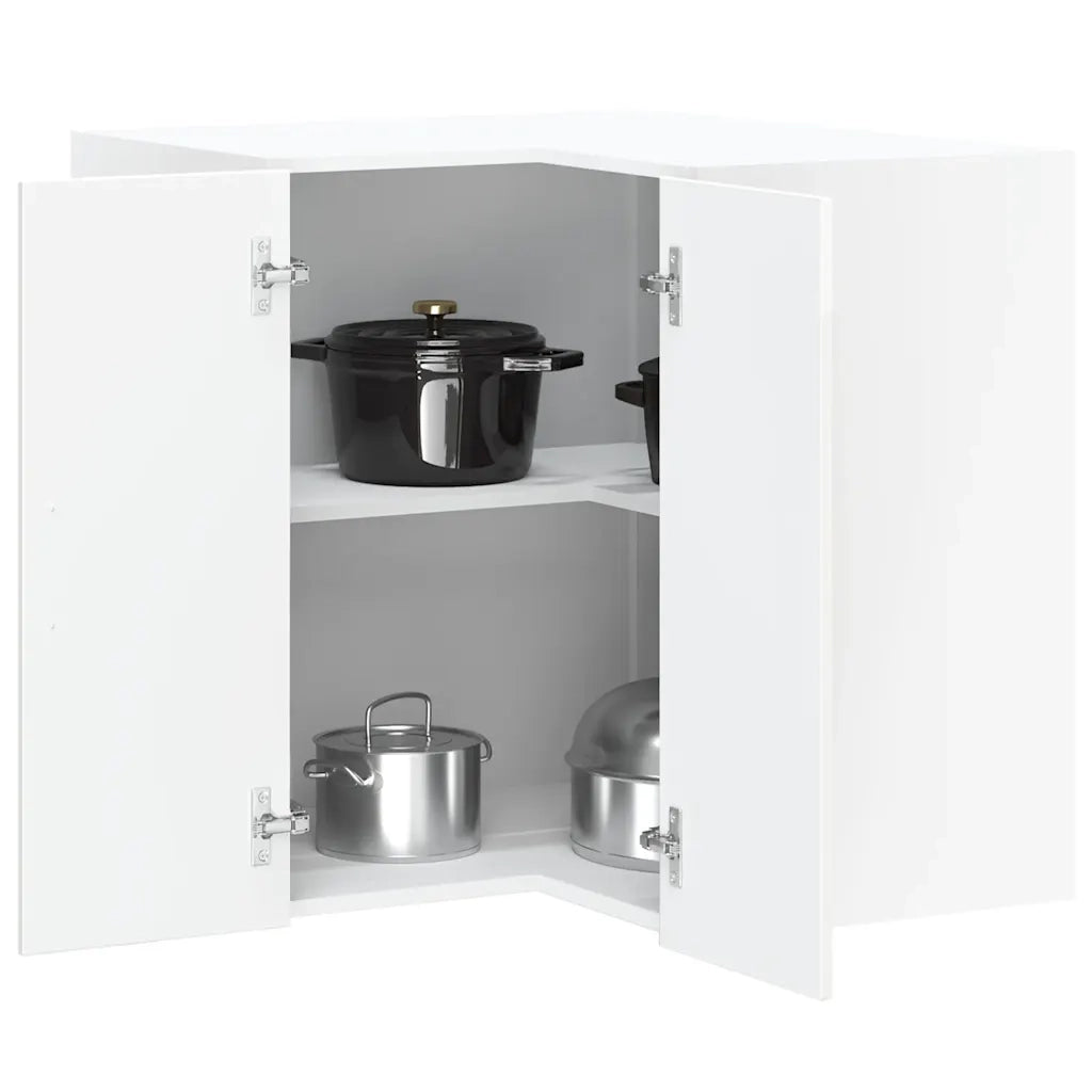 Pensile da Cucina ad Angolo-Mobile Cucina da Parete Lucca Bianco Lucido in Truciolato