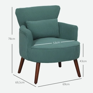 POLTRONA con braccioli curvi 69,5x69x78 cm Verde scuro