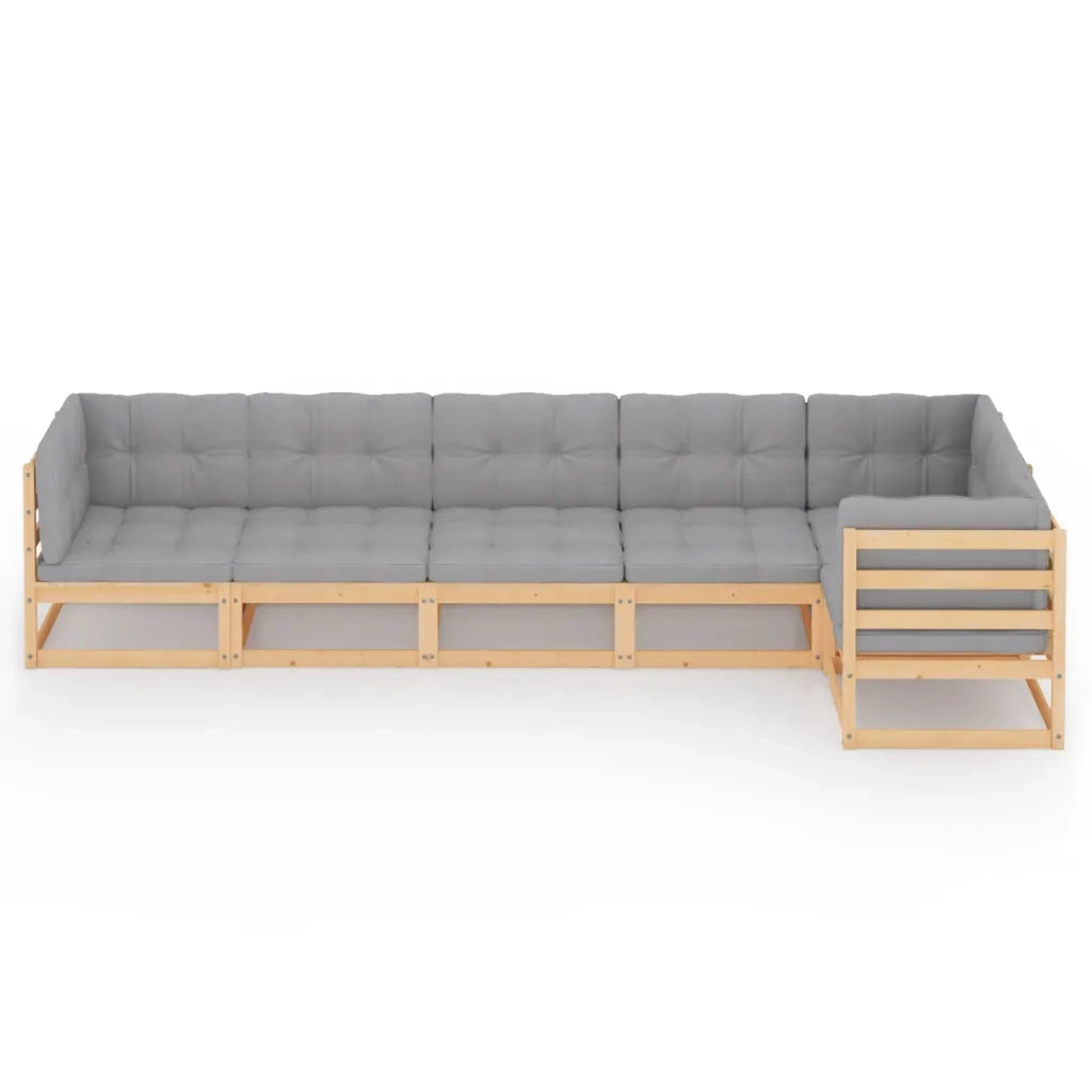 Set Divani da Giardino 6 pz con Cuscini Legno Massello di Pino 3076614
