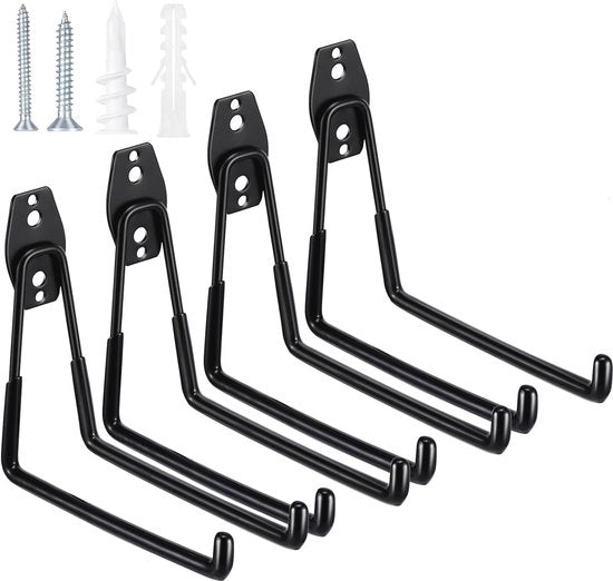 Garagehaken pesanti - 4 pezzi di fissaggio alla parete per appendere attrezzi e accessori da giardino