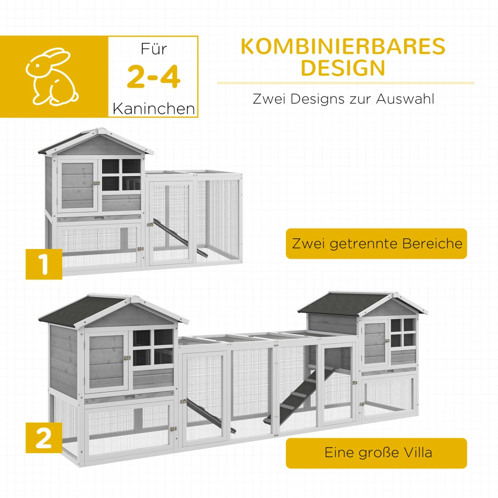 Gabbia per conigli ¨C zephmum ¨C Bianco Grigio 120x60x60