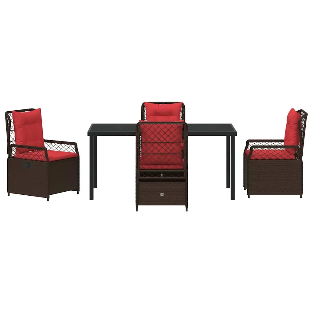 Set da Pranzo per Giardino 5 pcs Marrone polyrattan 3381047
