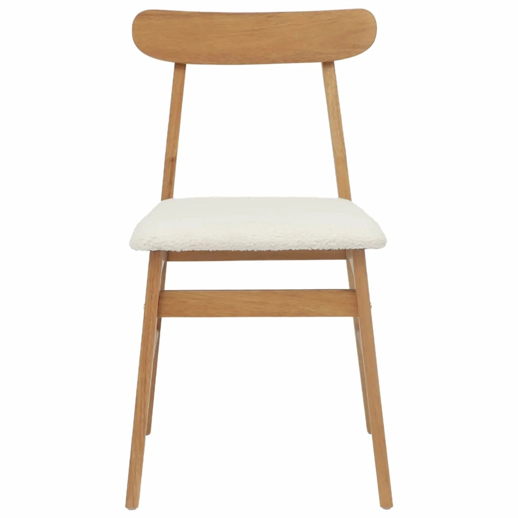 Sedia da pranzo 2 pcs Naturale e chiaro Legno di gomma solido