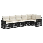 Set Divano da Giardino 6 pcs Nero e Bianco Crema polyrattan 3435127