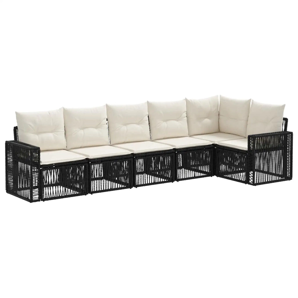 Set Divano da Giardino 6 pcs Nero e Bianco Crema polyrattan 3435127
