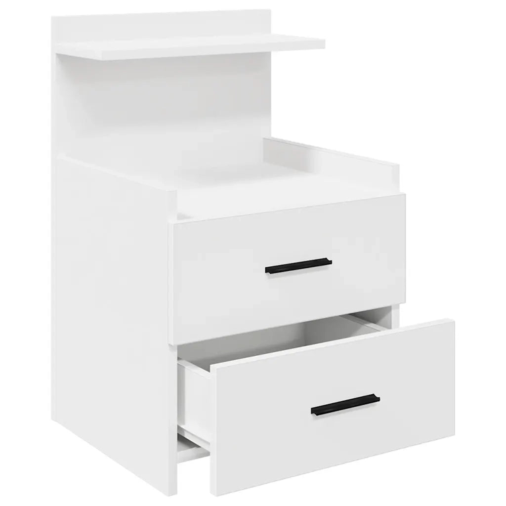 Comodini 2 pz con 2 Cassetti-Set di 2 Tavolino da notte bianchi 40x36,5x62 cm