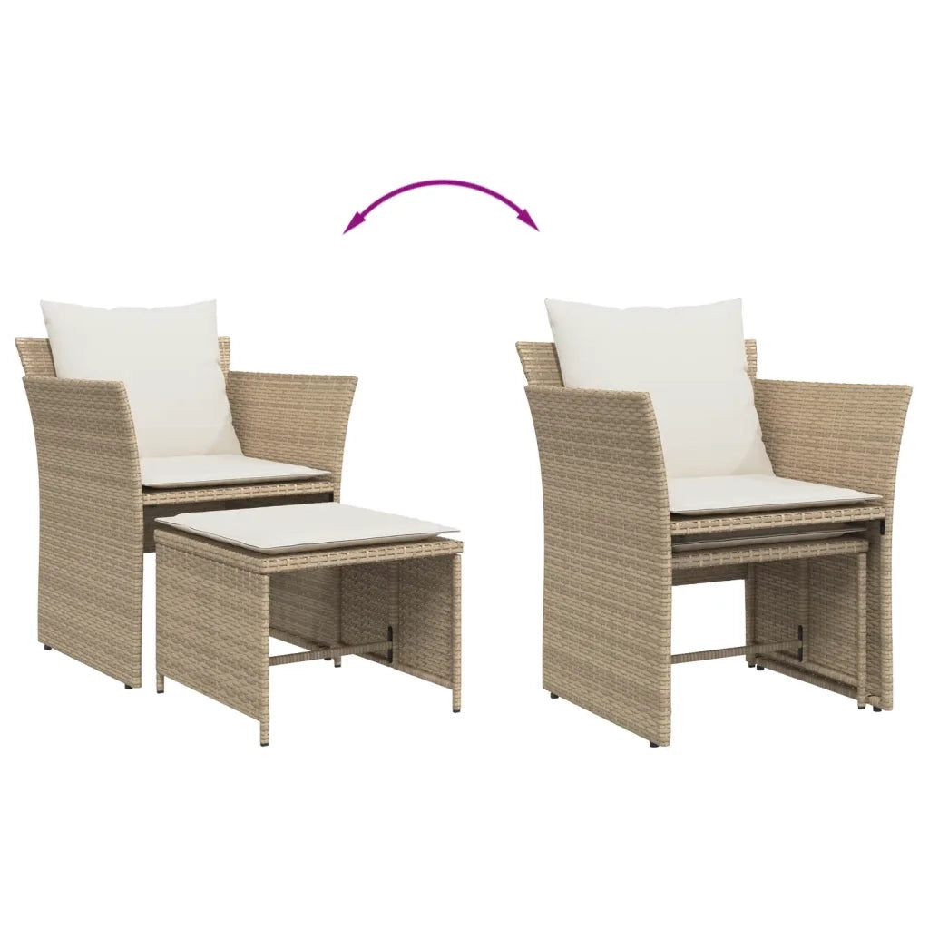 Sedia da Giardino con Poggiapiedi in Polyrattan Beige CFW6413452