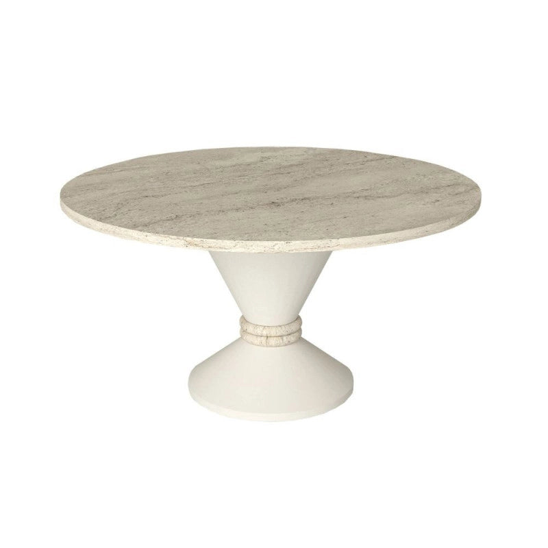 Tavolino da salotto Lepper con piano travertino e base cashmere