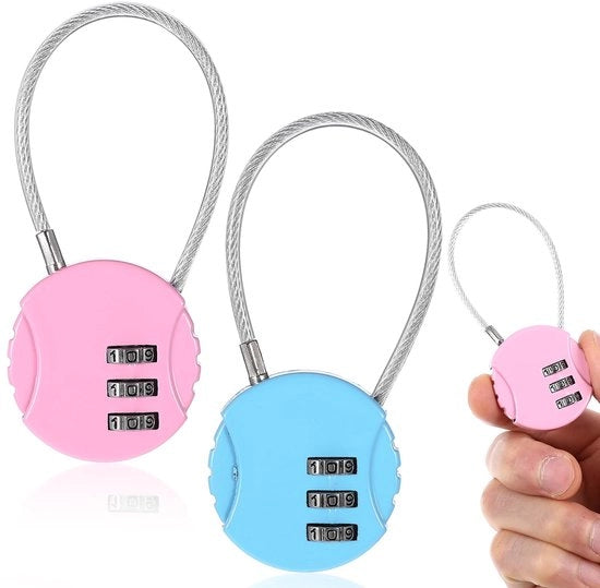 Pacco di 2 combinati chiavistelli, 3 cifre catenacci, piccoli combinati catenacci, catenacci valigetta, catenacci valigia, combinati catenacci, piccoli catenacci di sicurezza per valigetta a catena per serrature di cassetti - rosa + blu