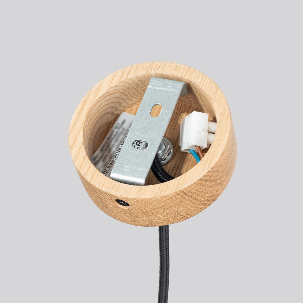 Lampada a sospensione MAB in cemento e legno 22x125cm E27 15W luce moderna