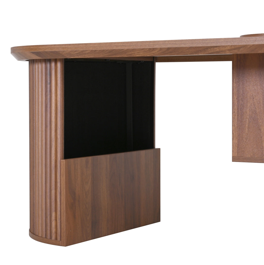 Tavolino da caffè ovale in MDF 105x50x46;5 cm; effetto noce