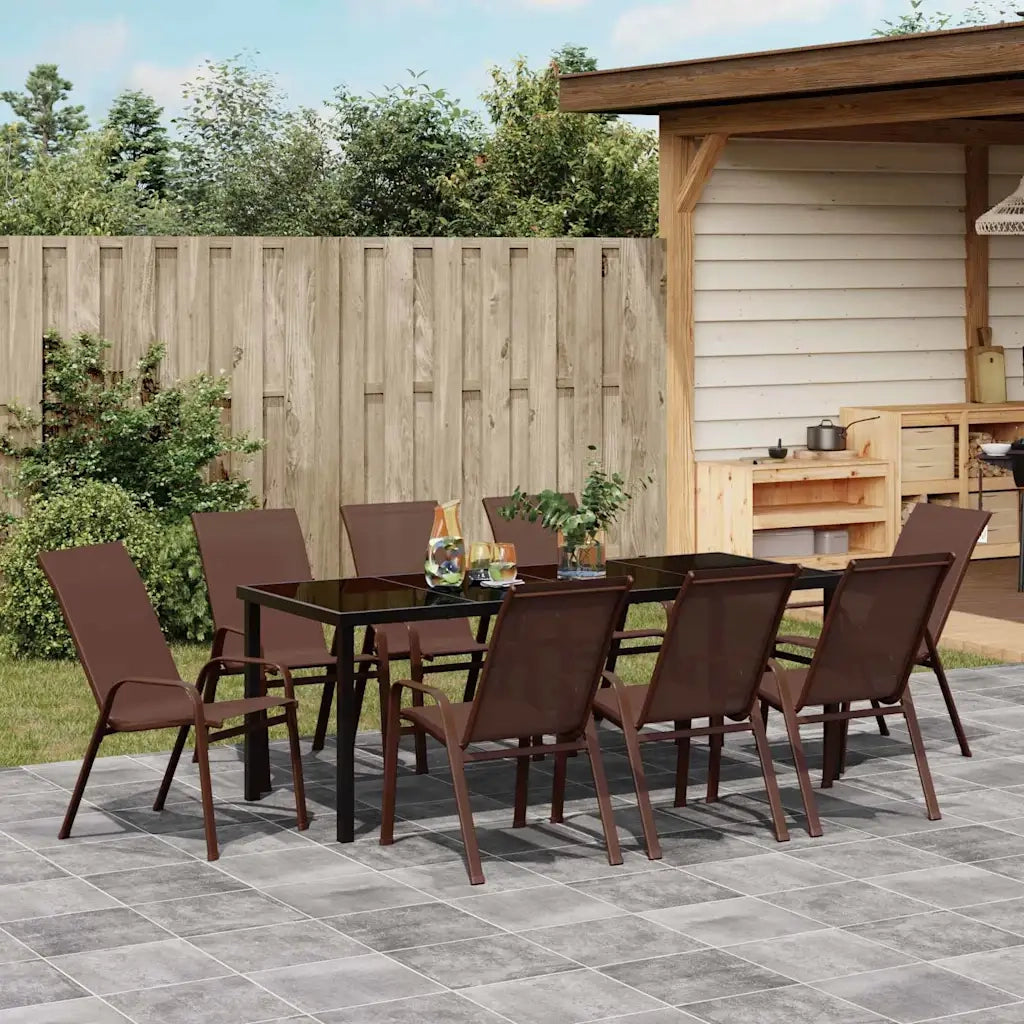 Set da Pranzo per Giardino 9 pcs Marrone e Nero 3379134
