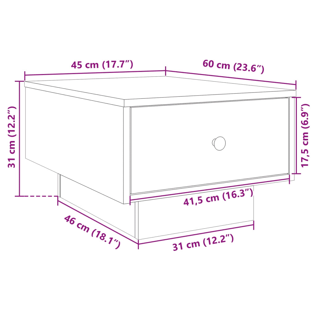 Tavolino da Salotto Nero 60x45x31 cm in Legno Multistrato