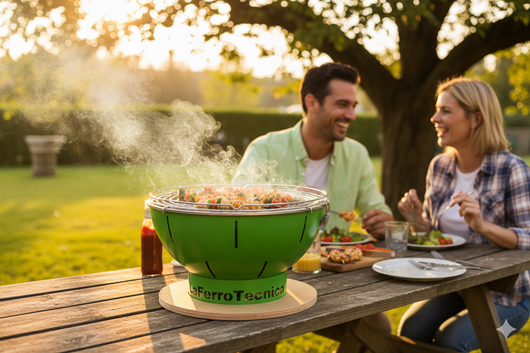 Barbecue a Carbonella Ø41x25 cm Smile in Acciaio Verde