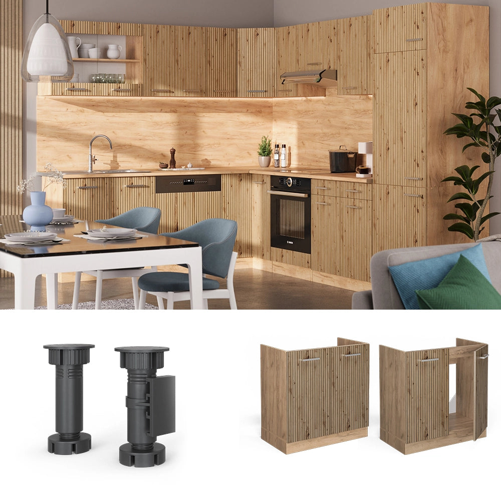 Vicco Mobile lavello cucina Rovere artigianale 80 cm PL Marmo