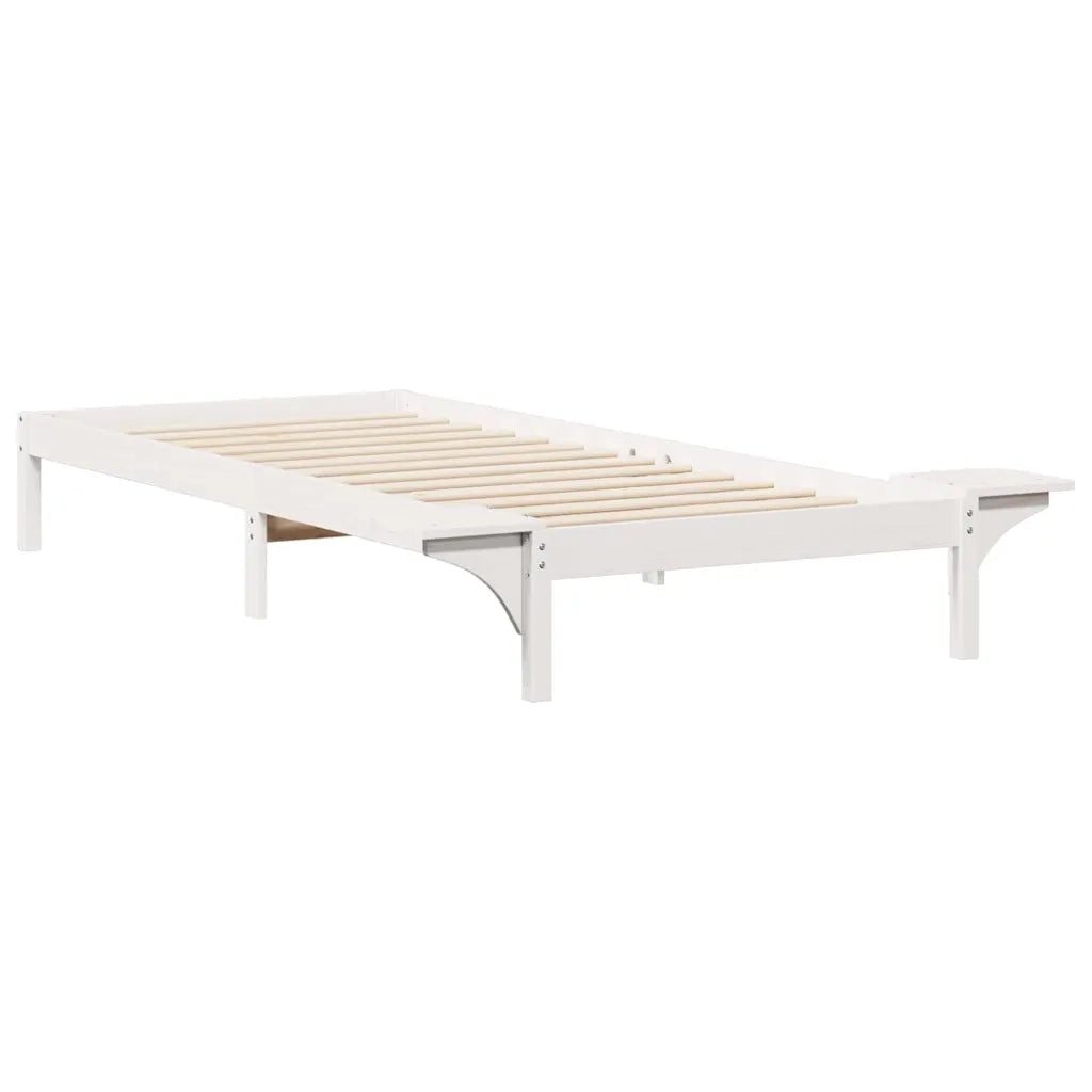 Letto con Tavolini Laterali Bianco 100 x 210 cm Pino massello