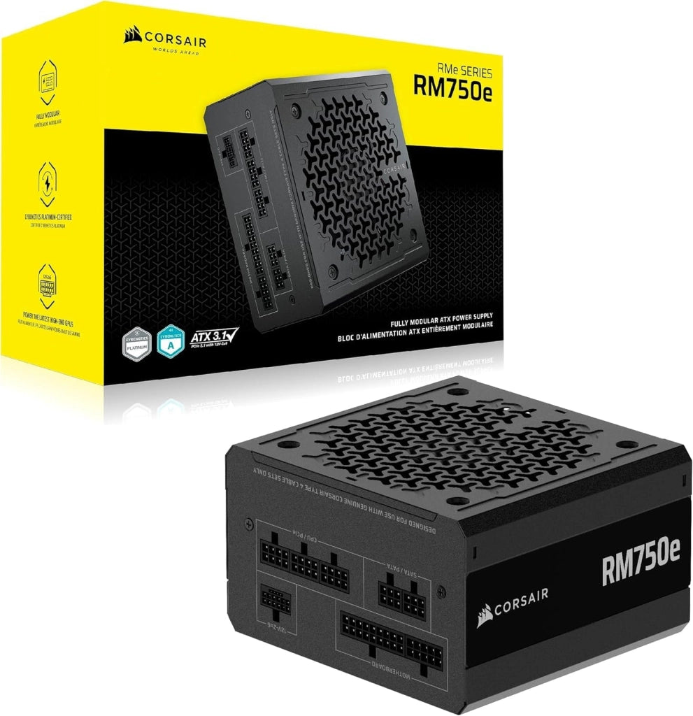 2025 RMe Series, RM1000e, 1000 Watt, ATX 3.1, PCIe 5.1, certificato Cybenetics GOLD, alimentatore completamente modulare