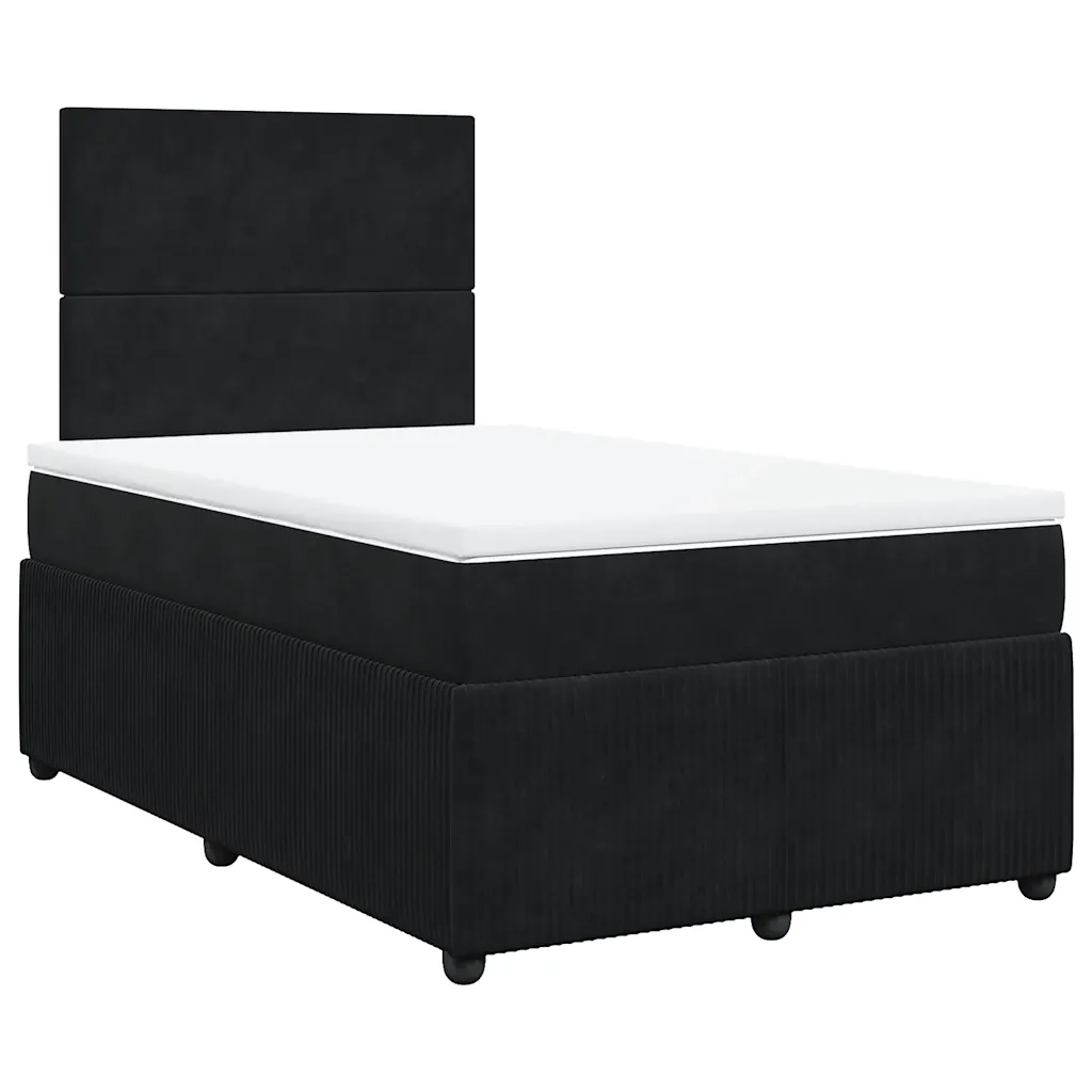 Giroletto a Molle con Materasso Nero 120x190 cm in Velluto 3294582