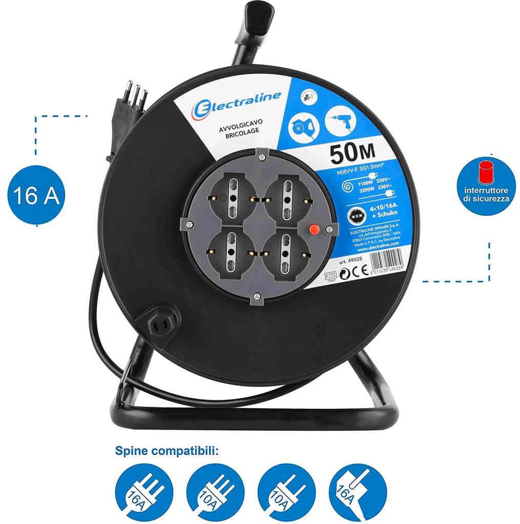 Avvolgicavo Art 49028 Electraline 50 mt