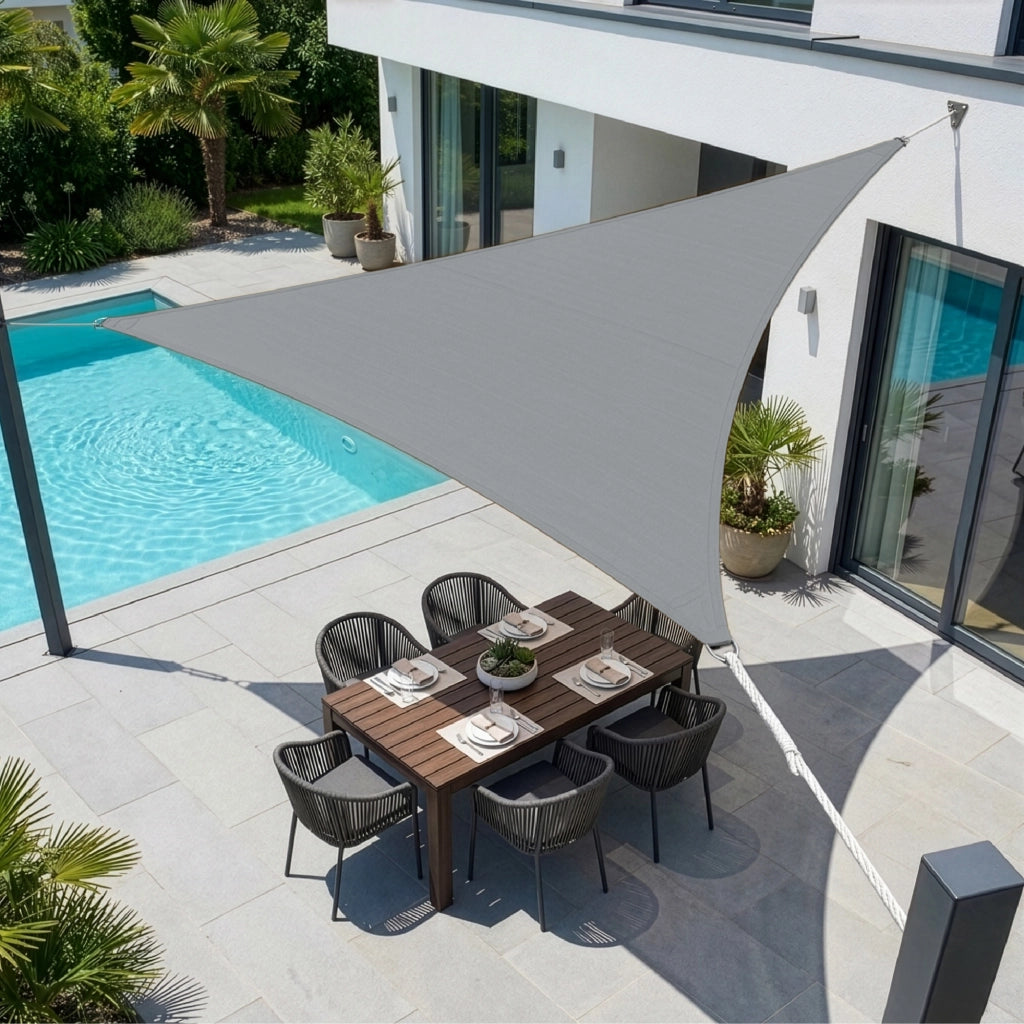 Tenda a Vela Ombreggiante Impermeabile con Anelli Rinforzati Copertura Sole per Giardino Terrazzo Balcone Patio Diverse Forme e Misure Grigio - Triangolare3x3 Metri