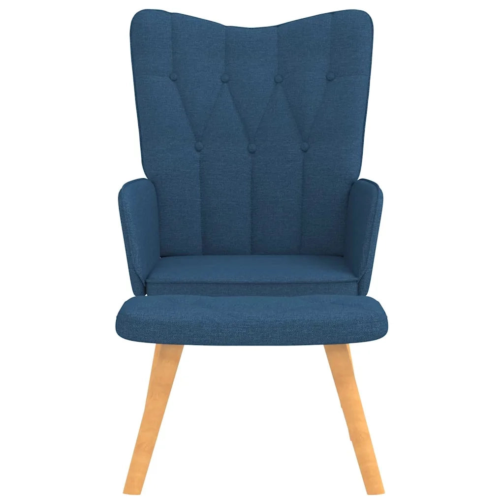 Divano Sedia-Poltrona Relax con Poggiapiedi Blu in Tessuto 750828