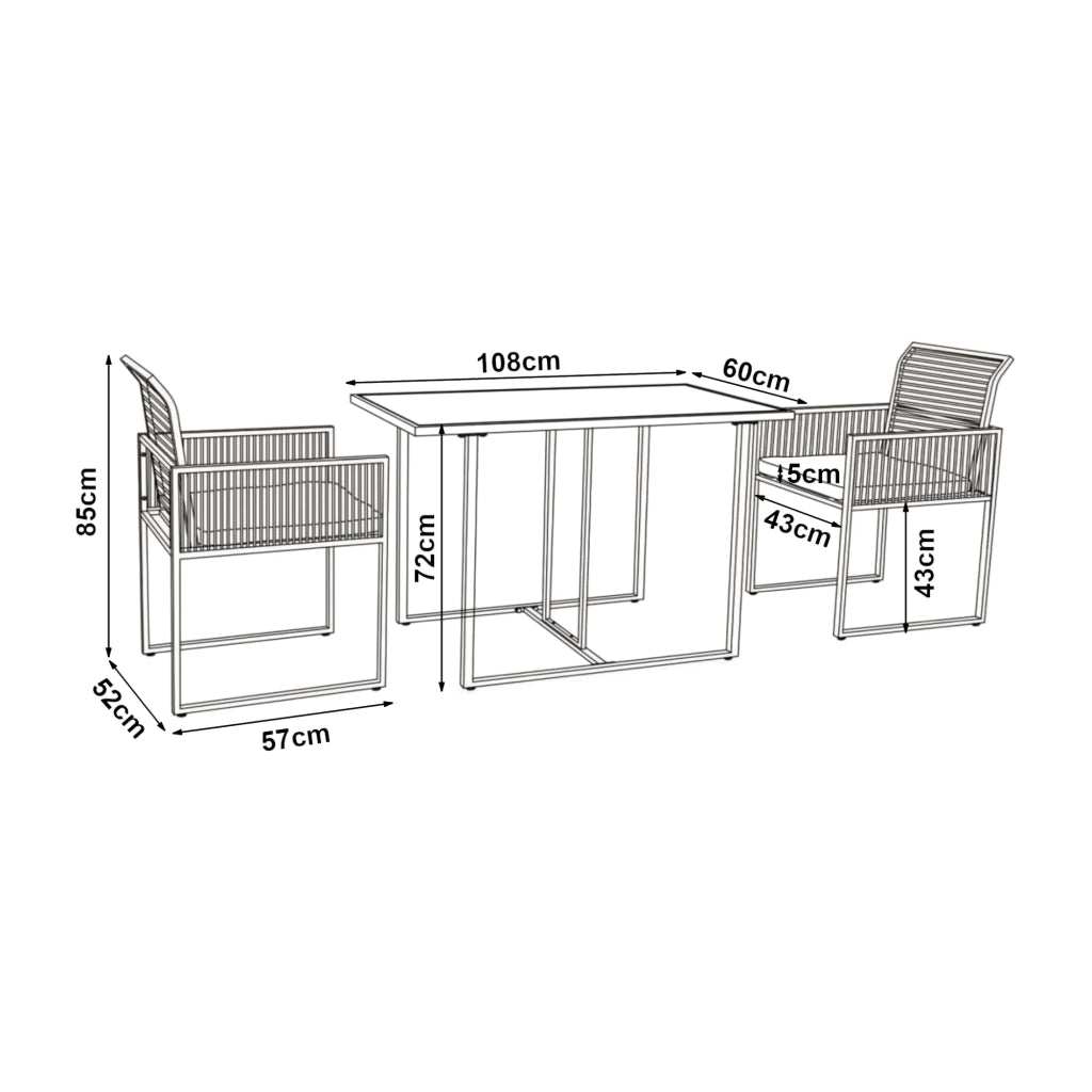 Set di mobili da giardino da 3 pezzi nero marrone grigio 03_0009414
