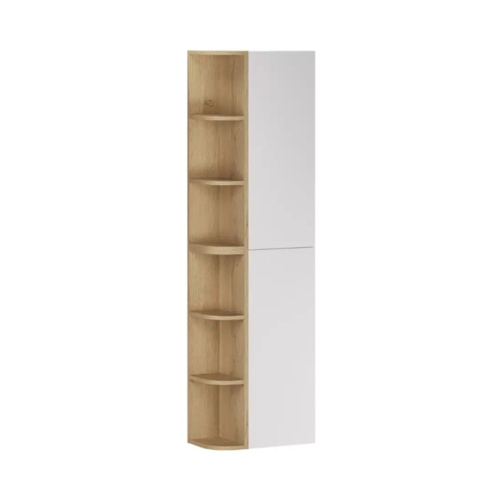 Mobili componibili OSTER 45cm – mobili sospesi bianchi 1 porta e 6 nicchie arrotondate in rovere chiaro