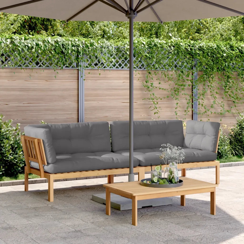 vidaXL Divani Angolari Pallet Giardino 2pz con Cuscini Massello Acacia