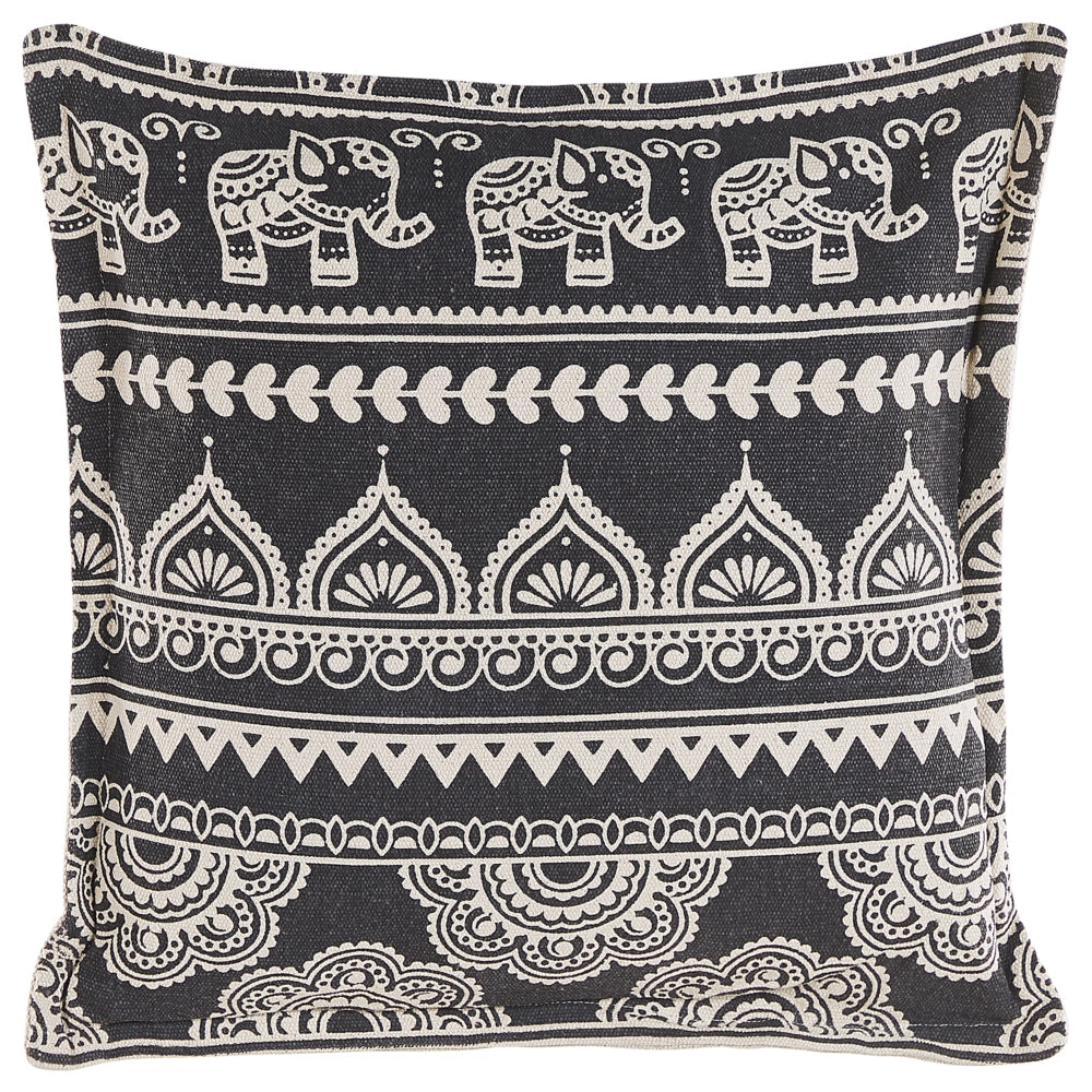 Set di 2 cuscini decorativi in cotone bianco e nero 45 x 45 cm federe rimovibili con imbottitura in poliestere