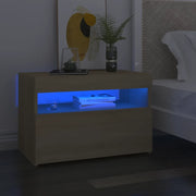 Comodino con Luci LED Sonoma 60x35x40 cm in Legno Multistrato 3082780
