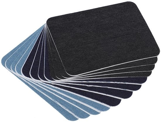Set di Patches per Abbigliamento da 12 - Autoadesivi - Elleboog/Knie/Mouw - Vendita al Dettaglio - Jeans Quadrato - Sostenibile - Patches per Tessuto