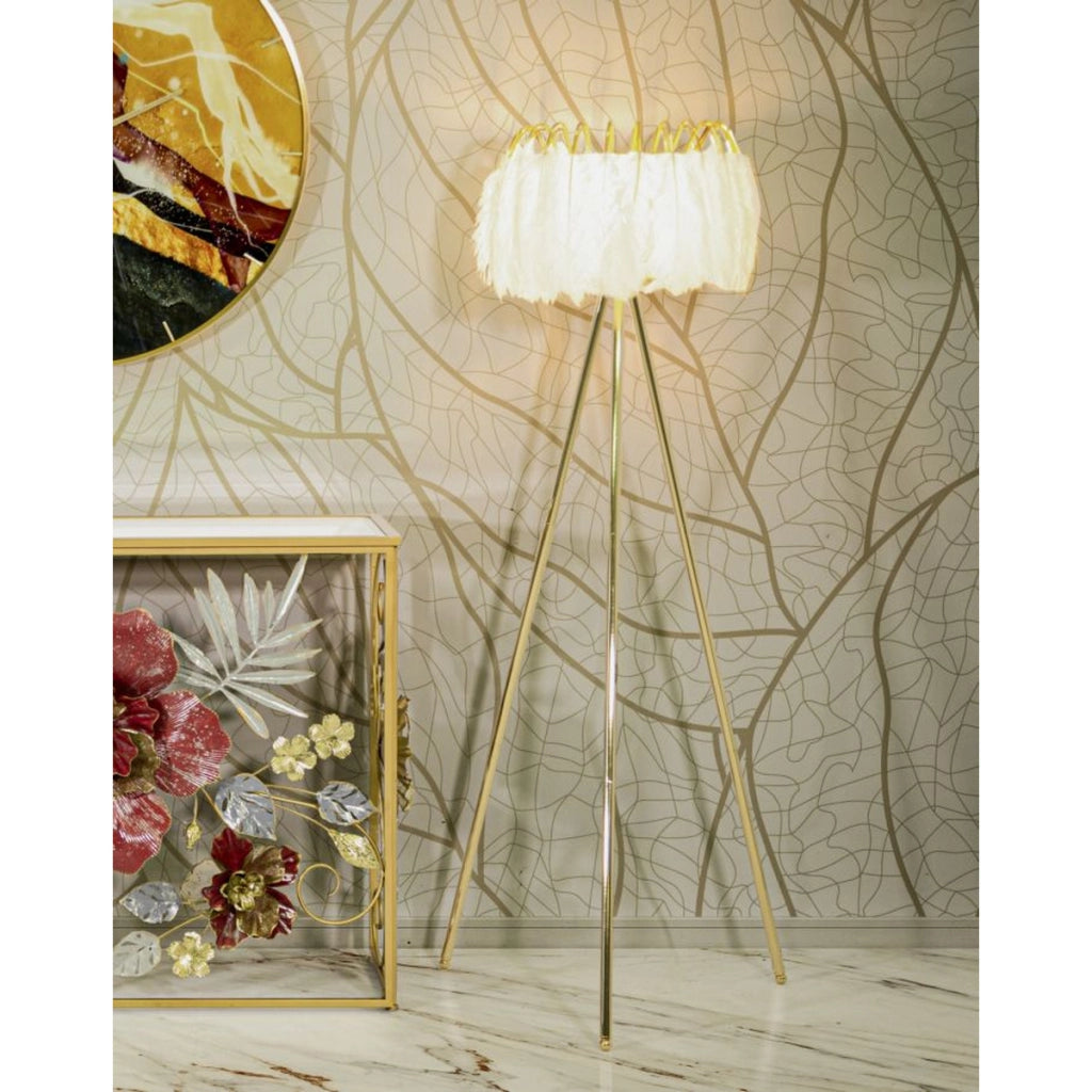 Lampada da Terra VKH184, Bianco, Metallo, 46x46x147 cm