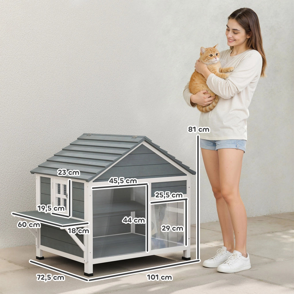 Casetta per Gatto Esterno ¨C zephmum ¨C Grigio 101x72.5x81cm