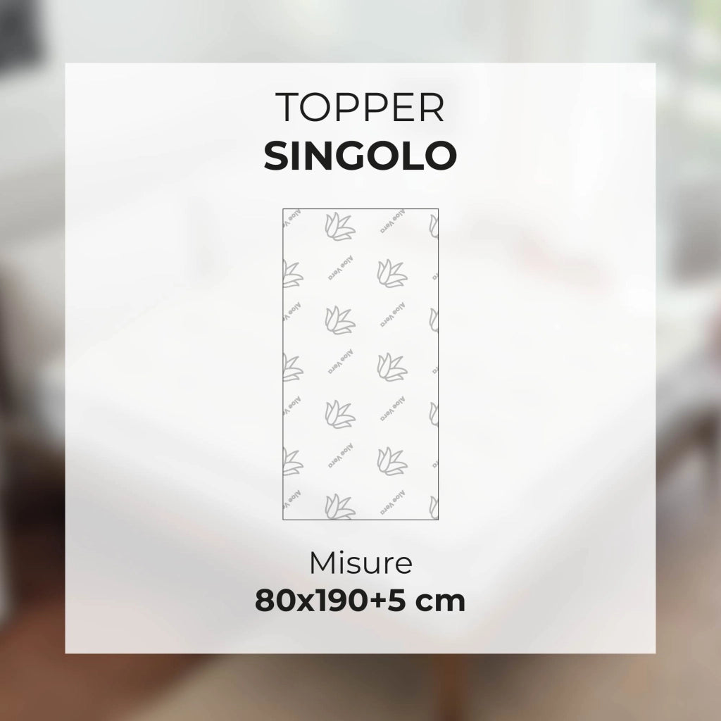 Topper Memory Foam 5 Zone 5 cm Rivestimento Aloe Vera Sfoderabile e Lavabile, Effetto Rinfrescante, 4 Elastici Angolari, Made in Italy Migliora Circolazione e Comfort del Sonno Singolo
