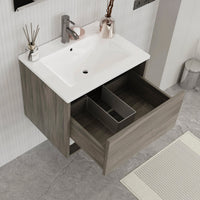 Mobile Bagno Sospeso 60 cm Lavabo e Specchio Milano Rovere