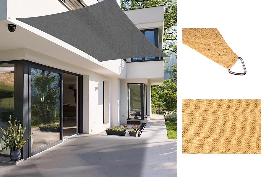 Tenda Vela Ombreggiante Parasole per Esterno Terrazze Giardino Colore: Beige, Formato: 2 x 3 m