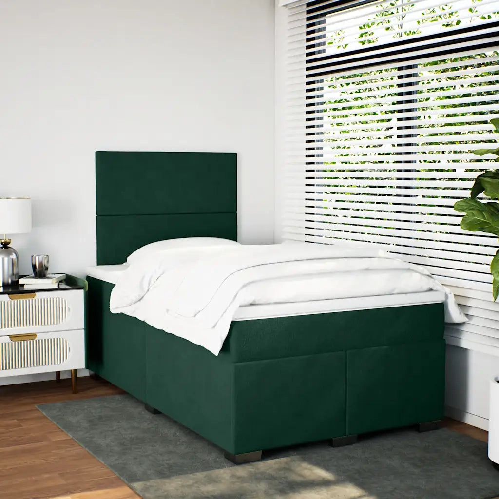 Giroletto a Molle con Materasso Verde Scuro 120x190 cm Velluto 3293155