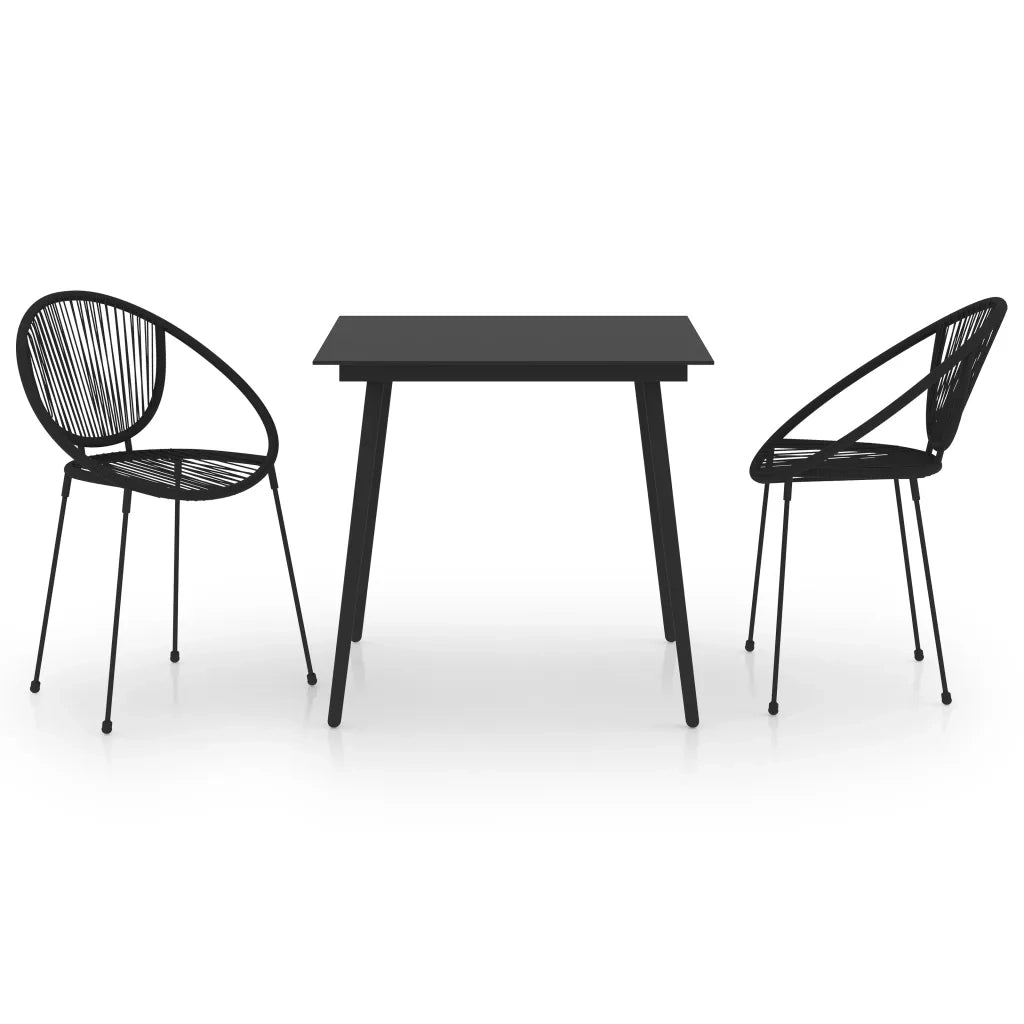 Set da Pranzo da Giardino 3 pz in Rattan PVC Nero 3060219