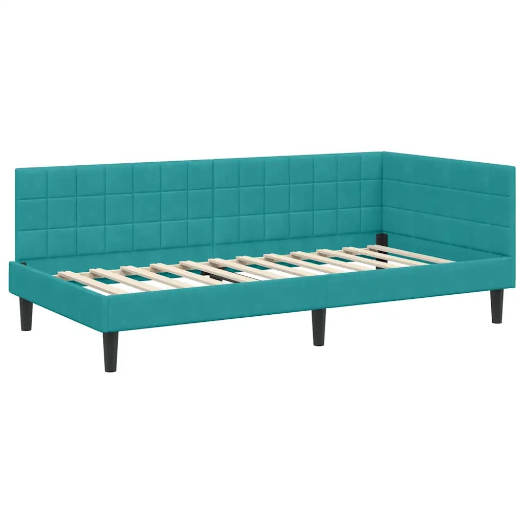 Struttura Letto Angolare con Materasso 2 pz-Giroletto con materasso Turchese Velluto 656995