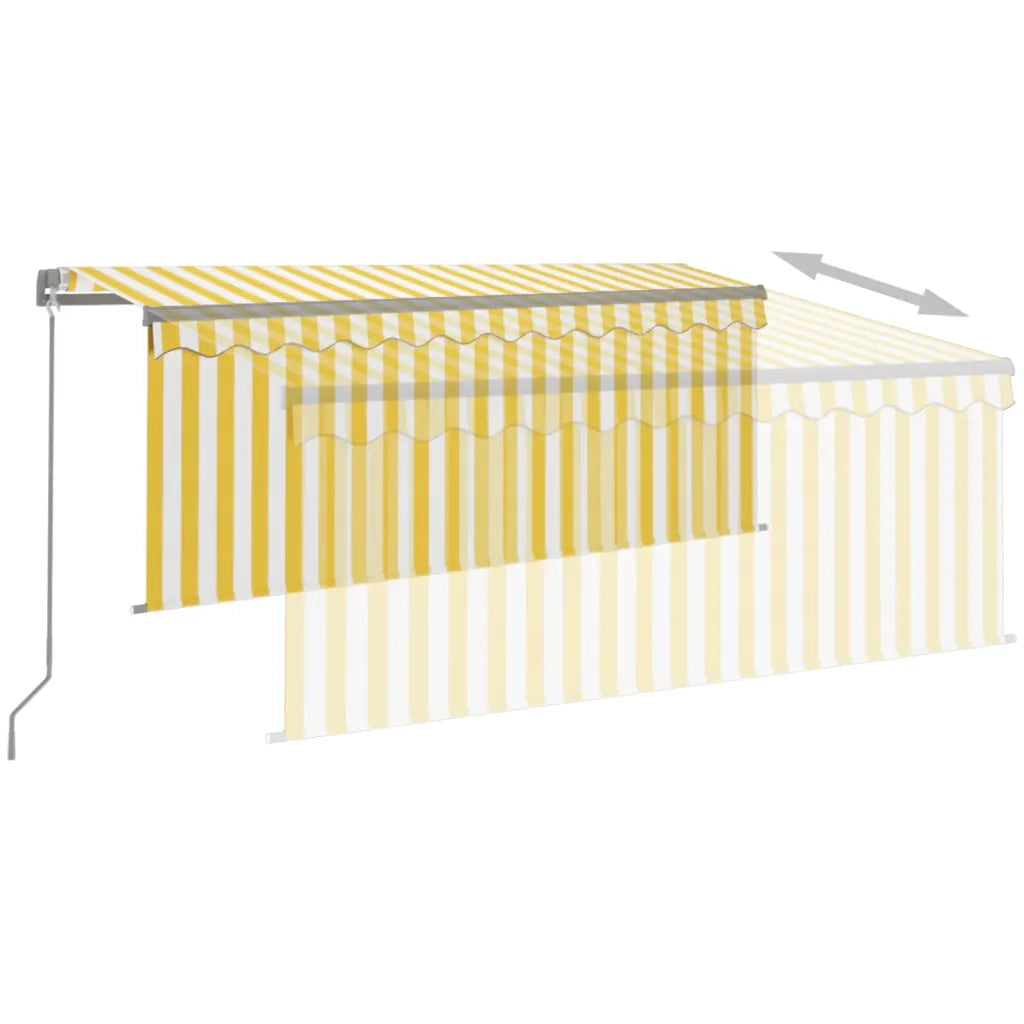 Tenda Sole Retrattile Manuale con Parasole 3x2,5m Gialla Bianca 3069378